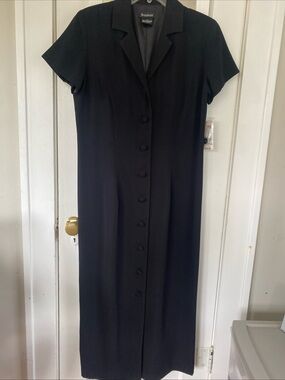 Vintage 90’s Byer California Black Button-Front Short-Sleeve Maxi Dress
